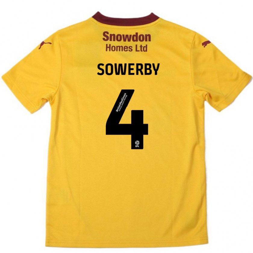 Kandiny Niño Camiseta Jack Sowerby #4 Naranja Borgoña 2ª Equipación 2024/25 La Camisa Chile