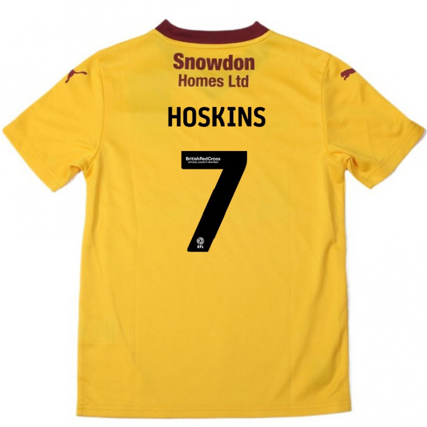 Kandiny Niño Camiseta Sam Hoskins #7 Naranja Borgoña 2ª Equipación 2024/25 La Camisa Chile