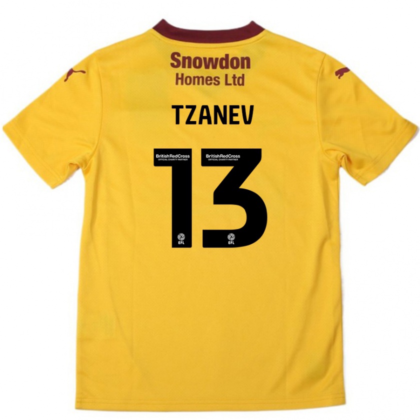 Kandiny Niño Camiseta Nik Tzanev #13 Naranja Borgoña 2ª Equipación 2024/25 La Camisa Chile