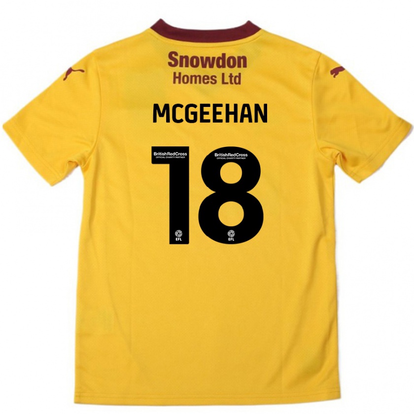 Kandiny Niño Camiseta Cameron Mcgeehan #18 Naranja Borgoña 2ª Equipación 2024/25 La Camisa Chile