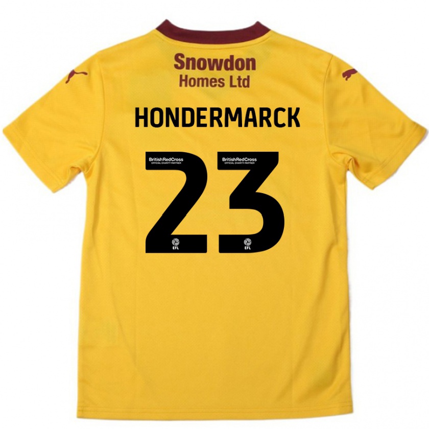 Kandiny Niño Camiseta William Hondermarck #23 Naranja Borgoña 2ª Equipación 2024/25 La Camisa Chile