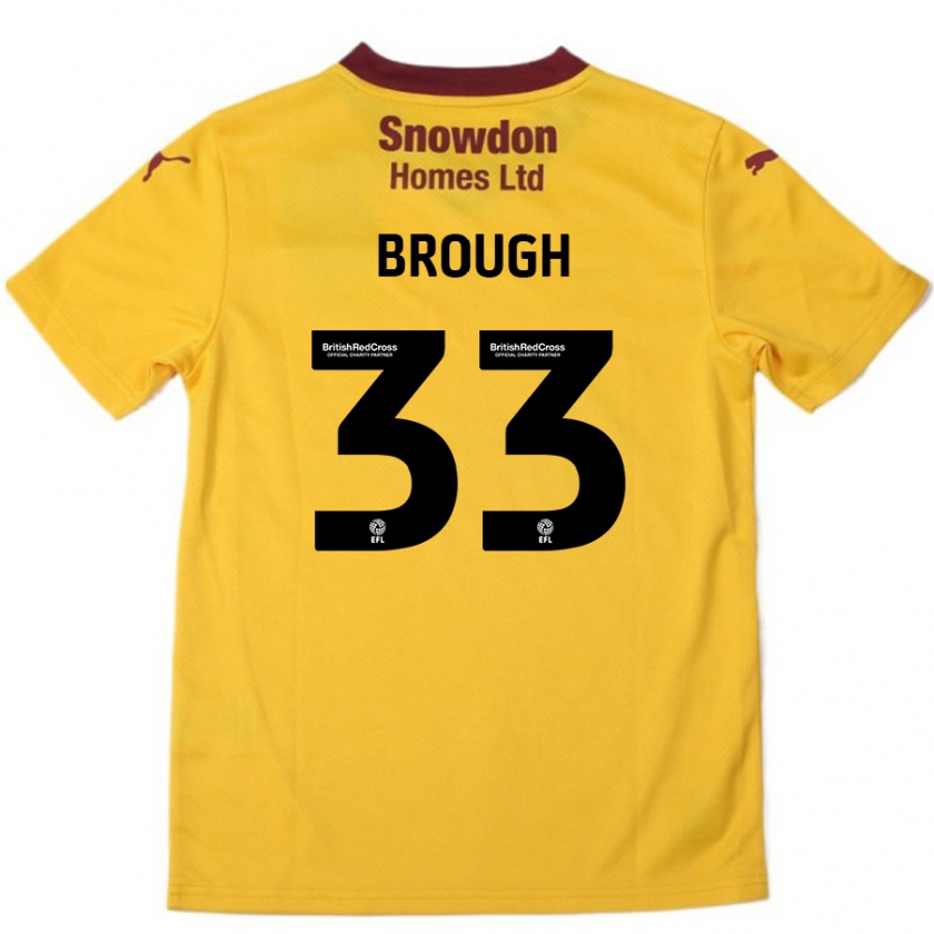 Kandiny Niño Camiseta Patrick Brough #33 Naranja Borgoña 2ª Equipación 2024/25 La Camisa Chile