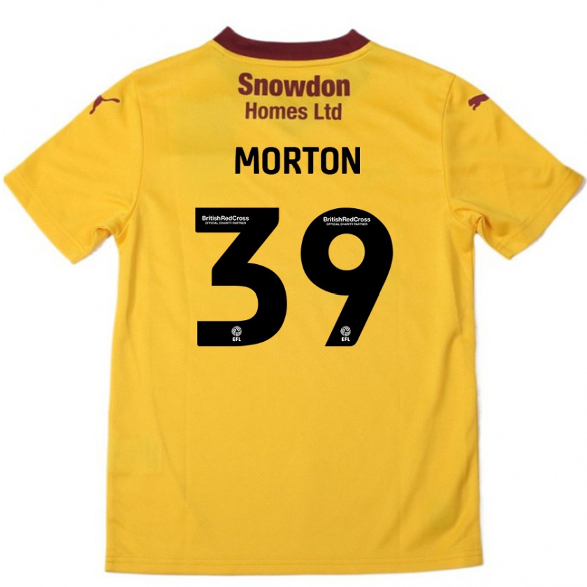 Kandiny Niño Camiseta Callum Morton #39 Naranja Borgoña 2ª Equipación 2024/25 La Camisa Chile