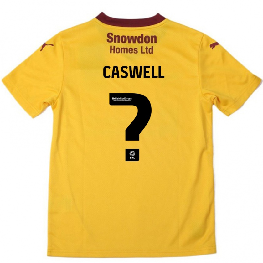 Kandiny Niño Camiseta Jordan Caswell #0 Naranja Borgoña 2ª Equipación 2024/25 La Camisa Chile