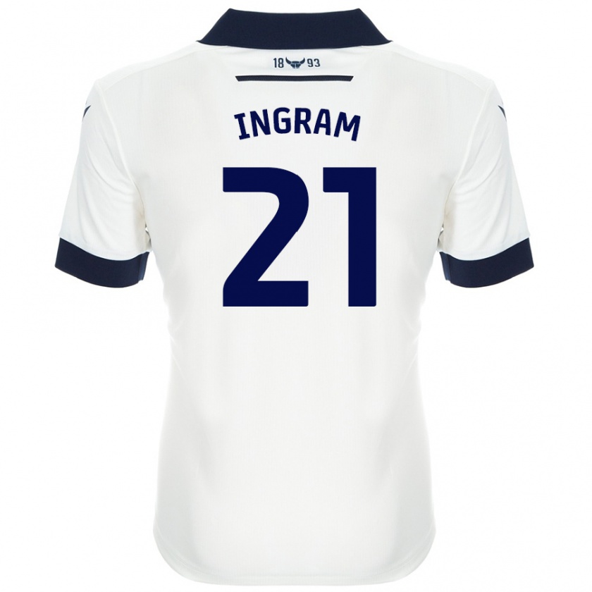 Kandiny Niño Camiseta Matt Ingram #21 Blanco Azul Marino 2ª Equipación 2024/25 La Camisa Chile