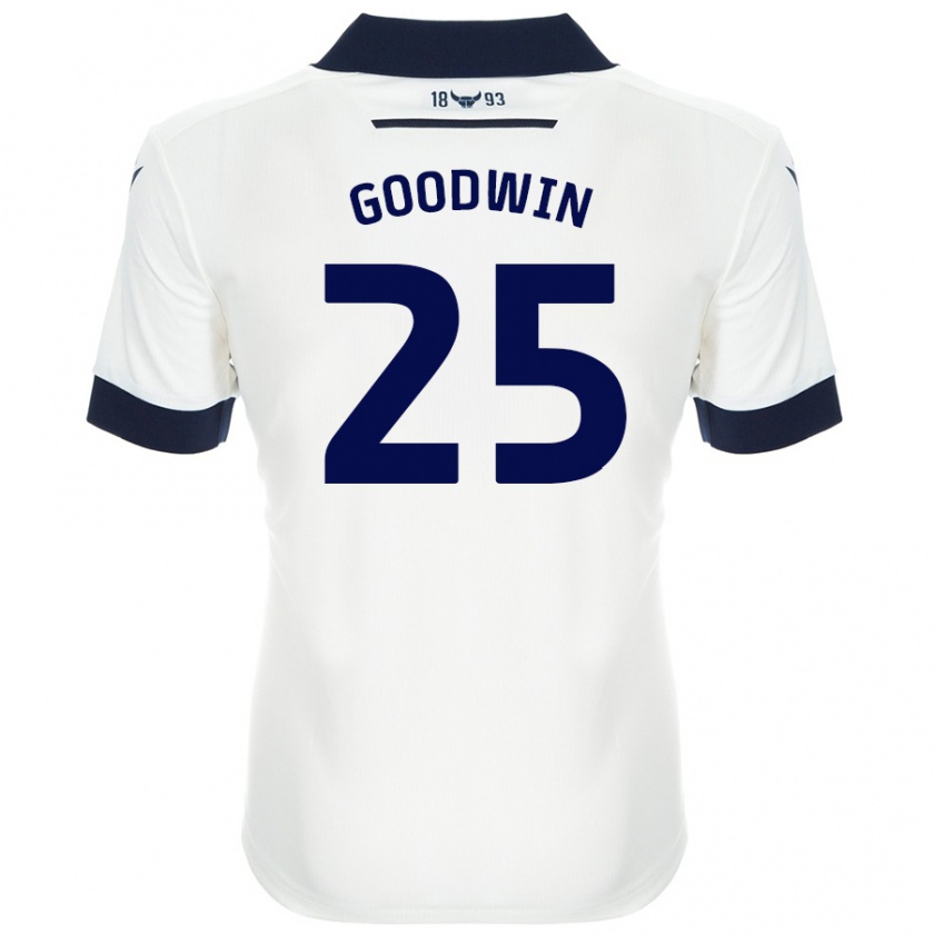 Kandiny Niño Camiseta Will Goodwin #25 Blanco Azul Marino 2ª Equipación 2024/25 La Camisa Chile