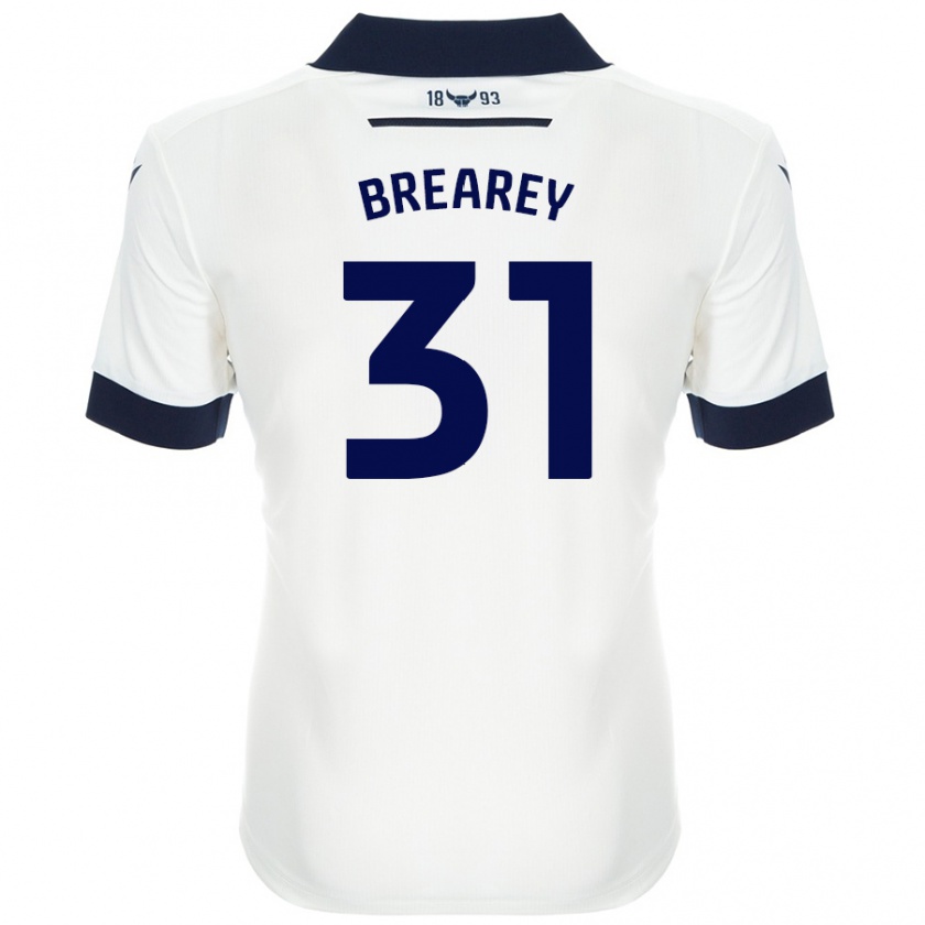 Kandiny Niño Camiseta Eddie Brearey #31 Blanco Azul Marino 2ª Equipación 2024/25 La Camisa Chile