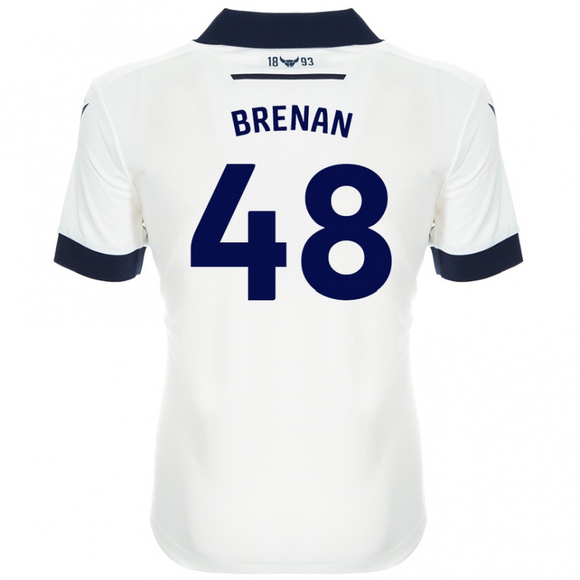 Kandiny Niño Camiseta Tobias Brenan #48 Blanco Azul Marino 2ª Equipación 2024/25 La Camisa Chile