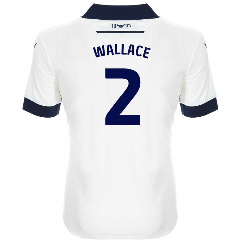 Kandiny Niño Camiseta Emily Wallace #2 Blanco Azul Marino 2ª Equipación 2024/25 La Camisa Chile