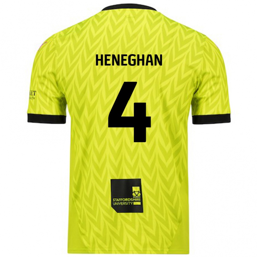 Kandiny Niño Camiseta Ben Heneghan #4 Verde Fluorescente 2ª Equipación 2024/25 La Camisa Chile