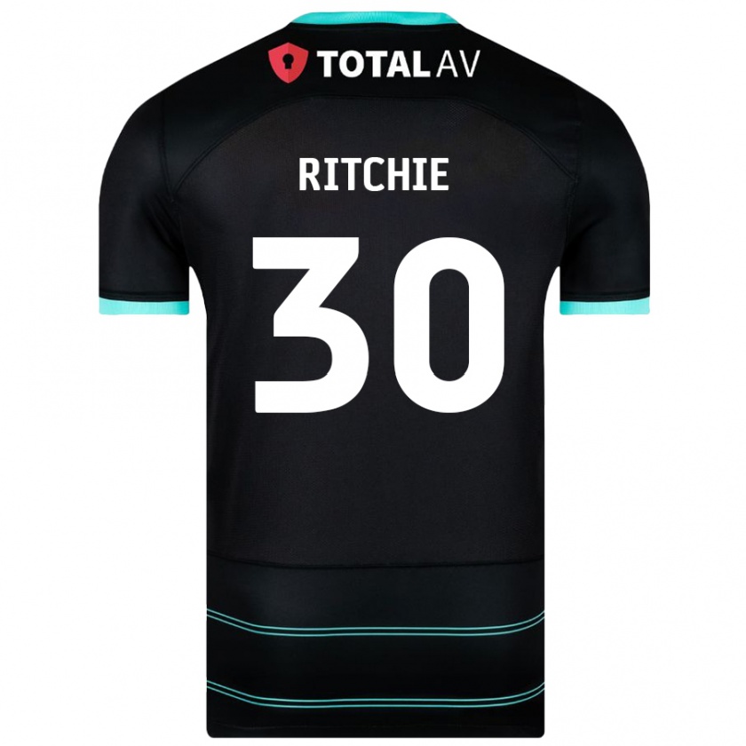 Kandiny Niño Camiseta Matt Ritchie #30 Negro 2ª Equipación 2024/25 La Camisa Chile