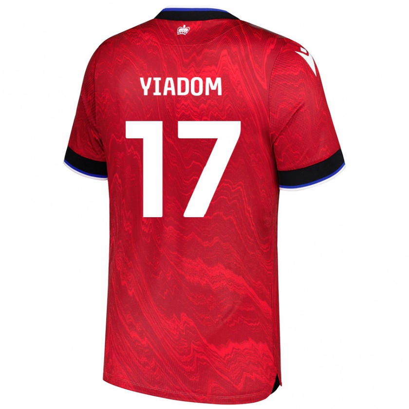 Kandiny Niño Camiseta Andy Yiadom #17 Rojo Negro 2ª Equipación 2024/25 La Camisa Chile