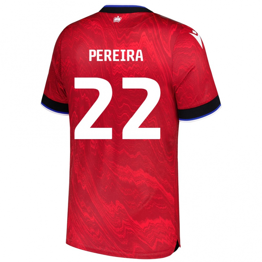 Kandiny Niño Camiseta Joel Pereira #22 Rojo Negro 2ª Equipación 2024/25 La Camisa Chile