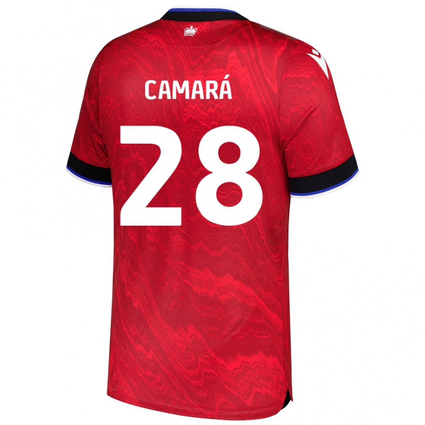 Kandiny Niño Camiseta Mamadi Camará #28 Rojo Negro 2ª Equipación 2024/25 La Camisa Chile