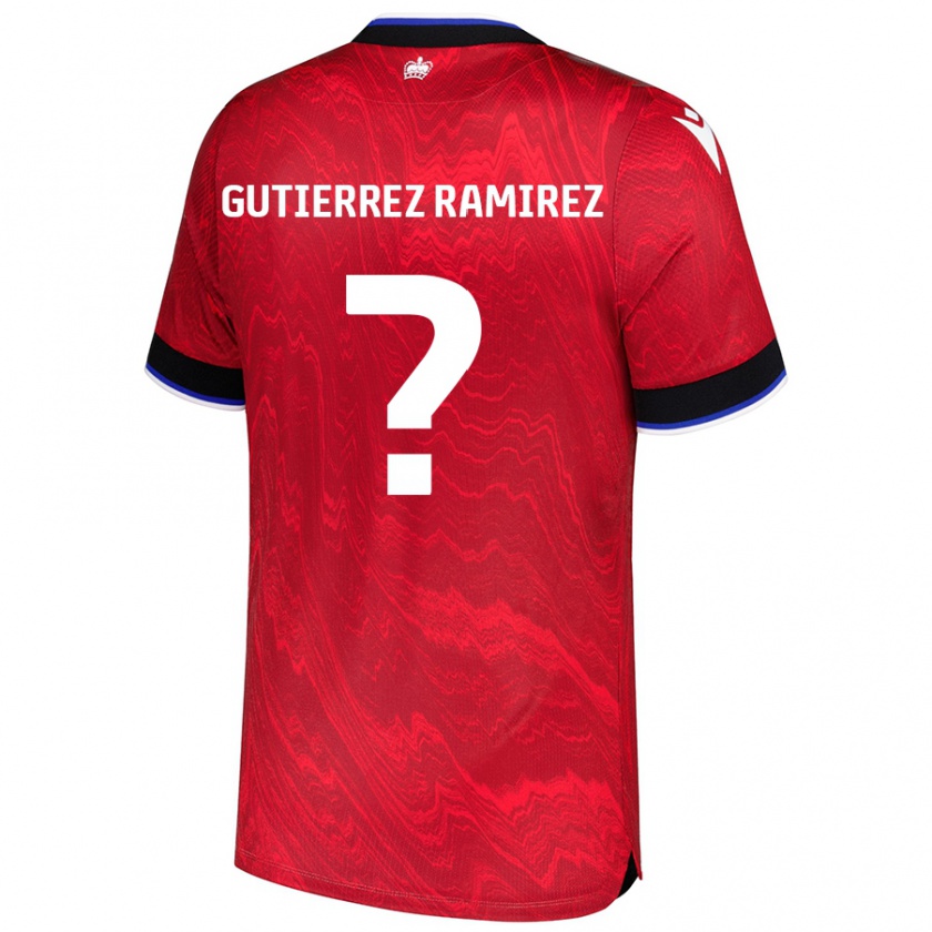 Kandiny Niño Camiseta William Gutierrez Ramirez #0 Rojo Negro 2ª Equipación 2024/25 La Camisa Chile