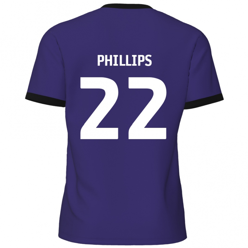 Kandiny Niño Camiseta Daniel Phillips #22 Púrpura 2ª Equipación 2024/25 La Camisa Chile