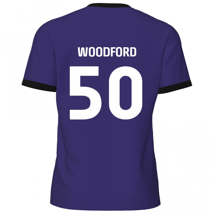 Kandiny Niño Camiseta Max Woodford #50 Púrpura 2ª Equipación 2024/25 La Camisa Chile