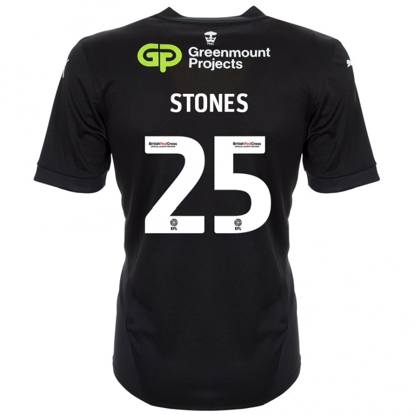 Kandiny Niño Camiseta Josh Stones #25 Negro 2ª Equipación 2024/25 La Camisa Chile