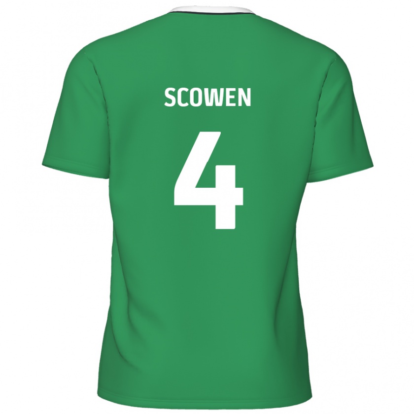 Kandiny Niño Camiseta Josh Scowen #4 Verde Rayas Blancas 2ª Equipación 2024/25 La Camisa Chile