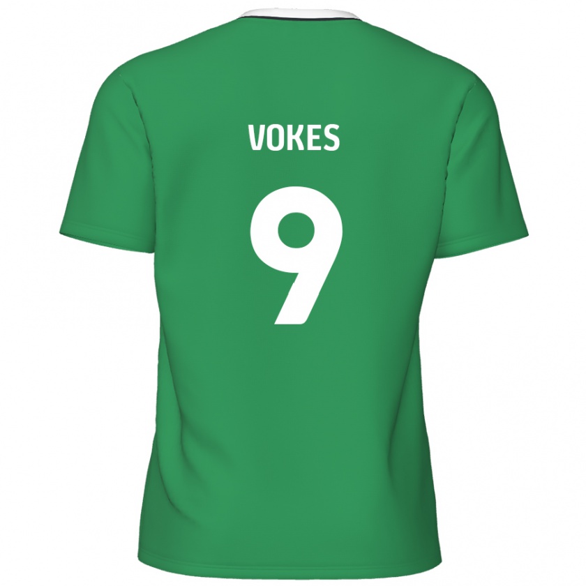 Kandiny Niño Camiseta Sam Vokes #9 Verde Rayas Blancas 2ª Equipación 2024/25 La Camisa Chile