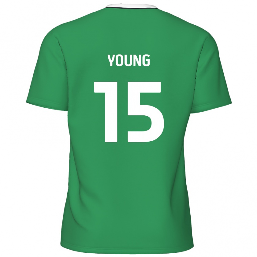 Kandiny Niño Camiseta Jack Young #15 Verde Rayas Blancas 2ª Equipación 2024/25 La Camisa Chile