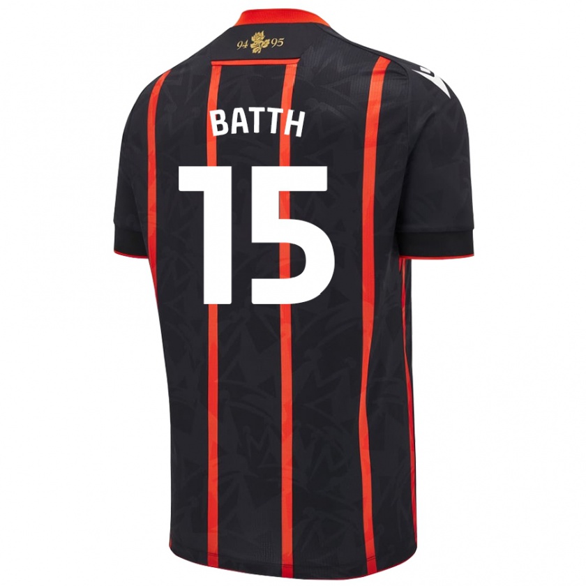 Kandiny Niño Camiseta Danny Batth #15 Negro Rojo 2ª Equipación 2024/25 La Camisa Chile