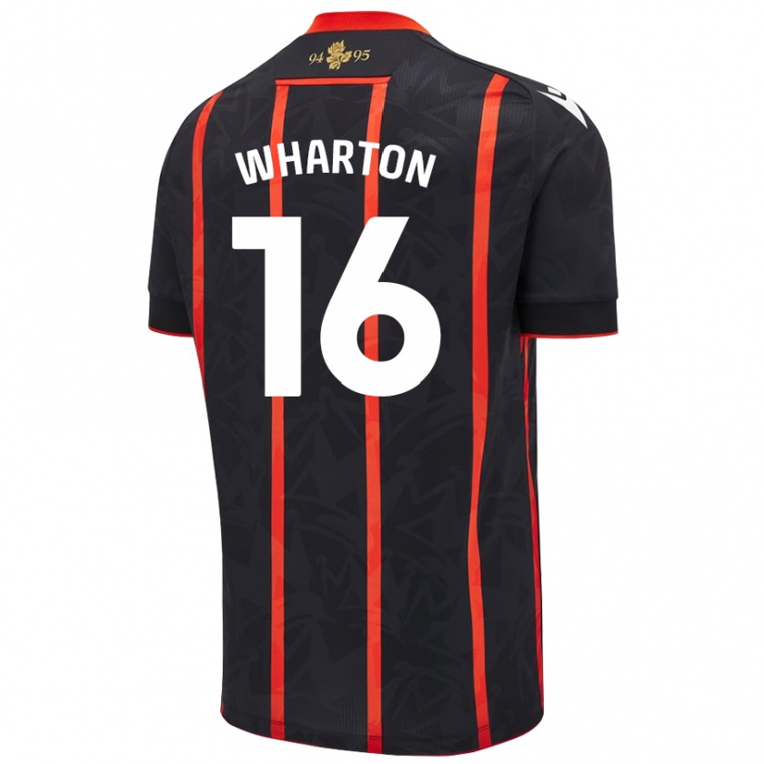 Kandiny Niño Camiseta Scott Wharton #16 Negro Rojo 2ª Equipación 2024/25 La Camisa Chile