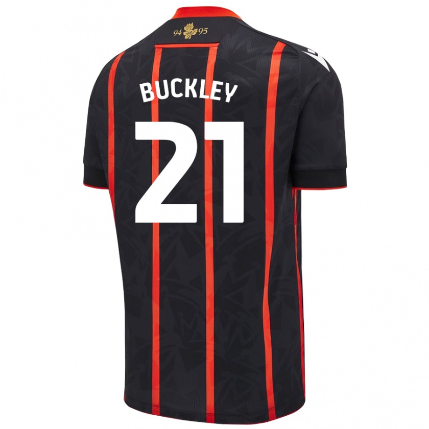 Kandiny Niño Camiseta John Buckley #21 Negro Rojo 2ª Equipación 2024/25 La Camisa Chile