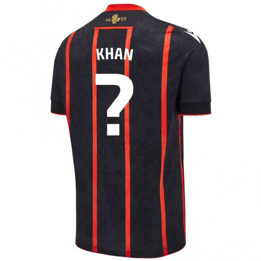 Kandiny Niño Camiseta Adam Khan #0 Negro Rojo 2ª Equipación 2024/25 La Camisa Chile