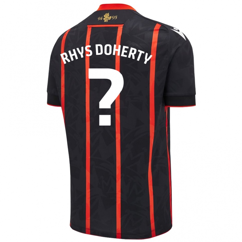 Kandiny Niño Camiseta Rhys Doherty #0 Negro Rojo 2ª Equipación 2024/25 La Camisa Chile