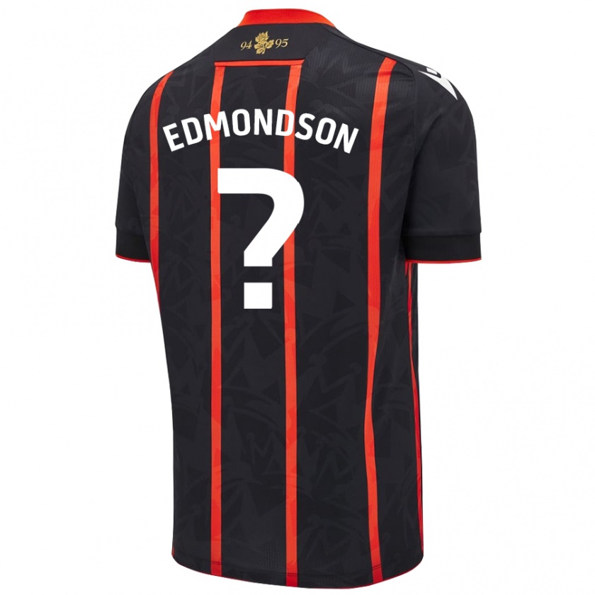 Kandiny Niño Camiseta Stephen Edmondson #0 Negro Rojo 2ª Equipación 2024/25 La Camisa Chile