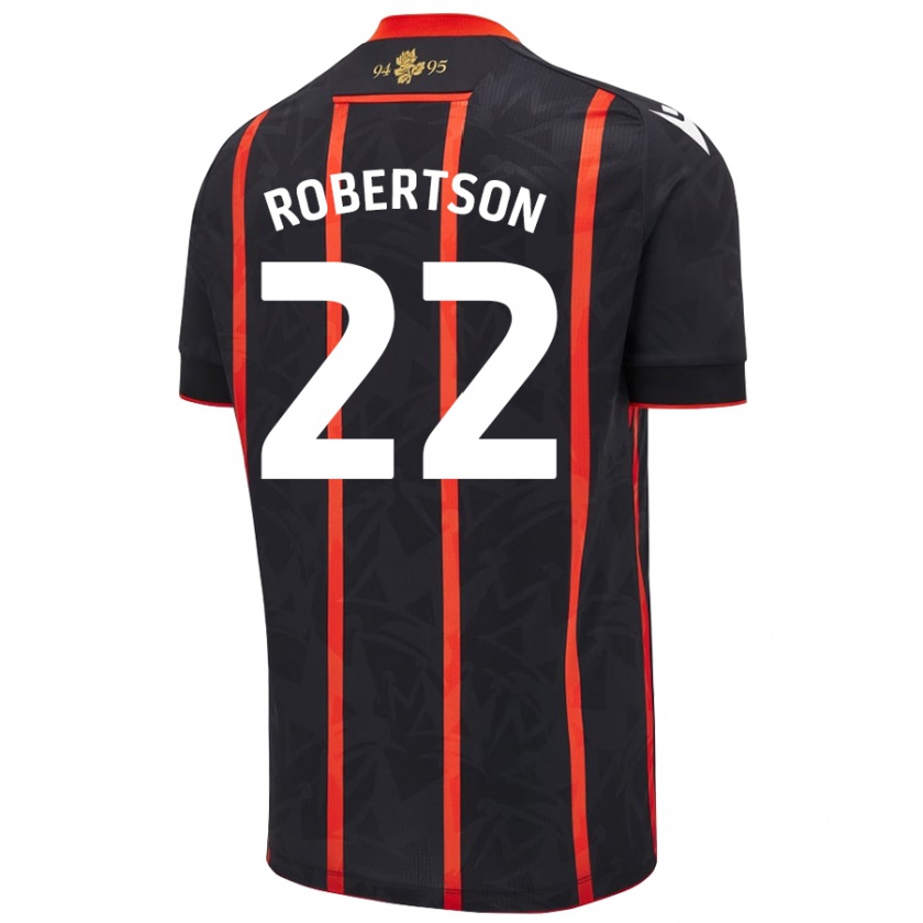 Kandiny Niño Camiseta Millie Robertson #22 Negro Rojo 2ª Equipación 2024/25 La Camisa Chile