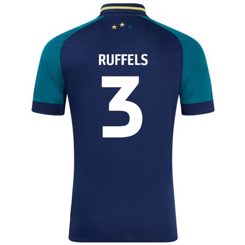 Kandiny Niño Camiseta Josh Ruffels #3 Azul Marino Verde Oscuro 2ª Equipación 2024/25 La Camisa Chile