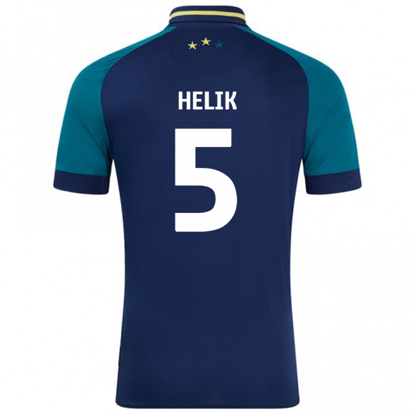 Kandiny Niño Camiseta Michal Helik #5 Azul Marino Verde Oscuro 2ª Equipación 2024/25 La Camisa Chile