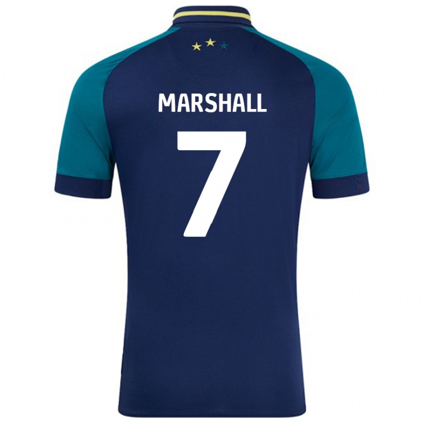 Kandiny Niño Camiseta Callum Marshall #7 Azul Marino Verde Oscuro 2ª Equipación 2024/25 La Camisa Chile