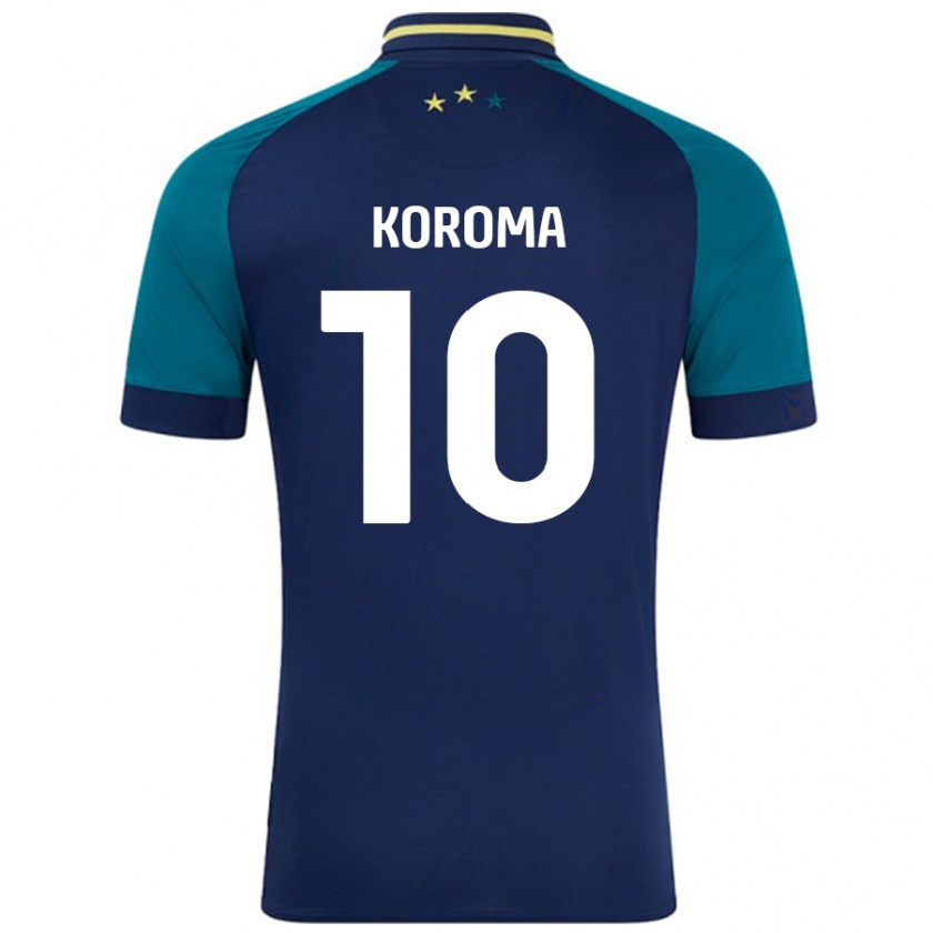 Kandiny Niño Camiseta Josh Koroma #10 Azul Marino Verde Oscuro 2ª Equipación 2024/25 La Camisa Chile