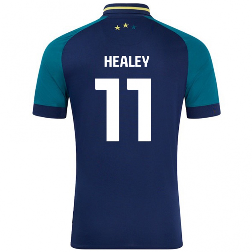 Kandiny Niño Camiseta Rhys Healey #11 Azul Marino Verde Oscuro 2ª Equipación 2024/25 La Camisa Chile