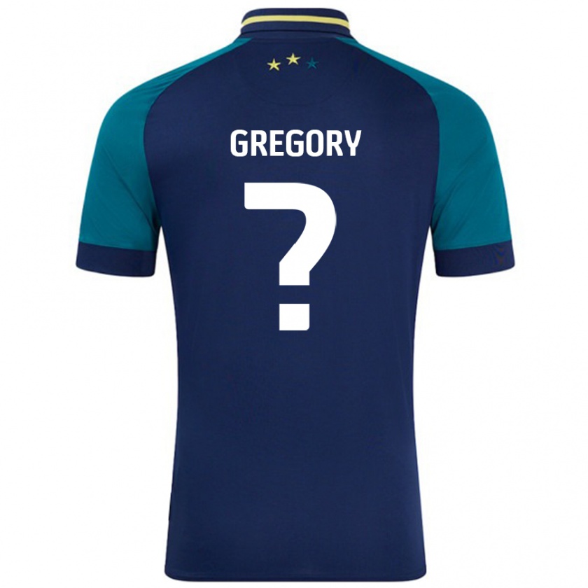 Kandiny Niño Camiseta Anthony Gregory #0 Azul Marino Verde Oscuro 2ª Equipación 2024/25 La Camisa Chile