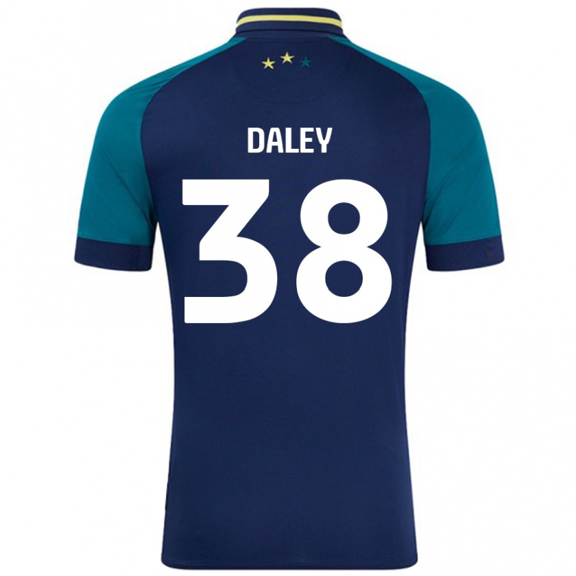 Kandiny Niño Camiseta Luke Daley #38 Azul Marino Verde Oscuro 2ª Equipación 2024/25 La Camisa Chile