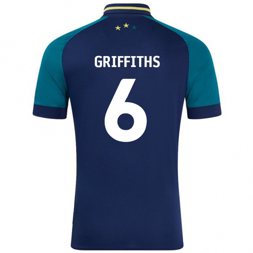 Kandiny Niño Camiseta Lauren Griffiths #6 Azul Marino Verde Oscuro 2ª Equipación 2024/25 La Camisa Chile