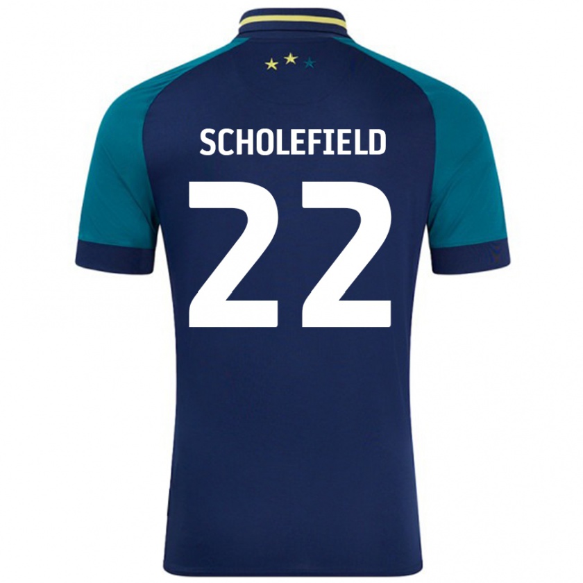 Kandiny Niño Camiseta Lois Scholefield #22 Azul Marino Verde Oscuro 2ª Equipación 2024/25 La Camisa Chile