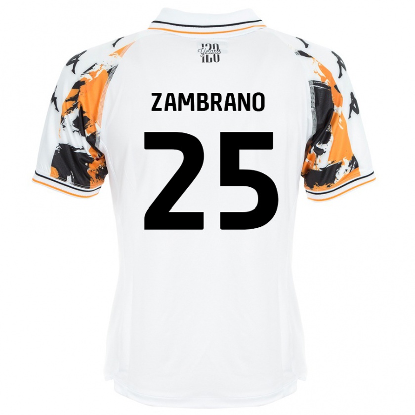 Kandiny Niño Camiseta Óscar Zambrano #25 Blanco 2ª Equipación 2024/25 La Camisa Chile