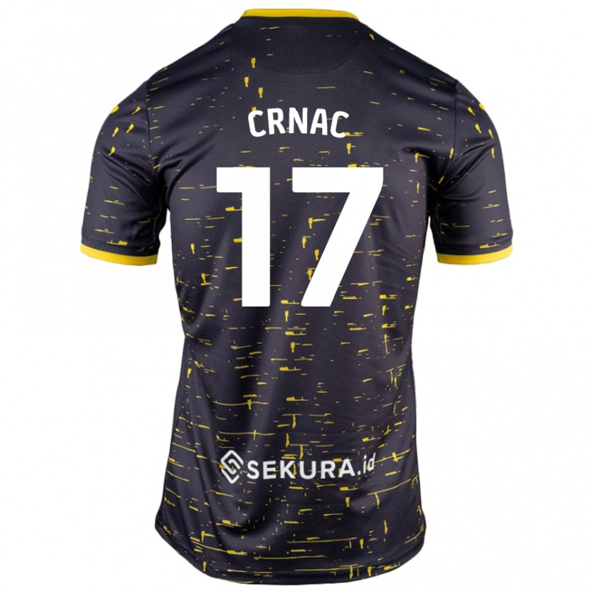 Kandiny Niño Camiseta Ante Crnac #17 Negro Amarillo 2ª Equipación 2024/25 La Camisa Chile