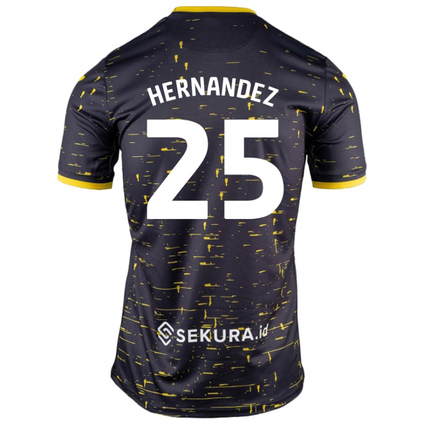 Kandiny Niño Camiseta Onel Hernández #25 Negro Amarillo 2ª Equipación 2024/25 La Camisa Chile