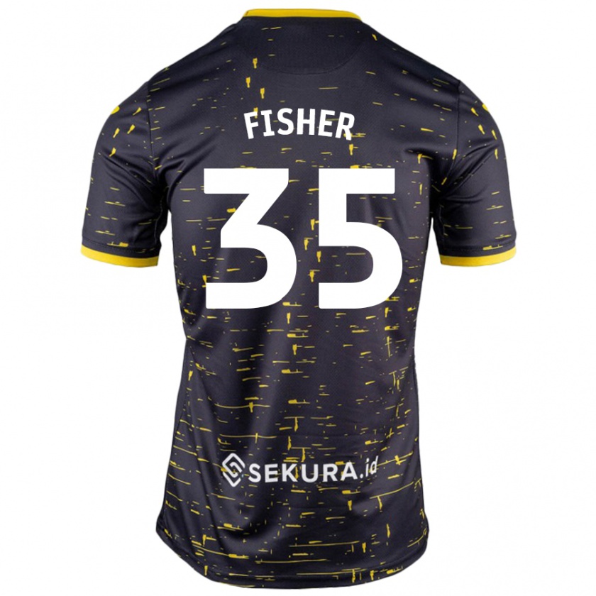 Kandiny Niño Camiseta Kellen Fisher #35 Negro Amarillo 2ª Equipación 2024/25 La Camisa Chile