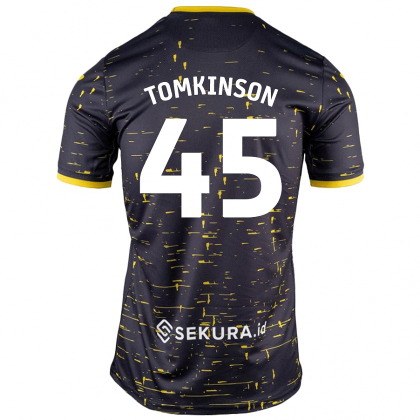 Kandiny Niño Camiseta Jonathan Tomkinson #45 Negro Amarillo 2ª Equipación 2024/25 La Camisa Chile