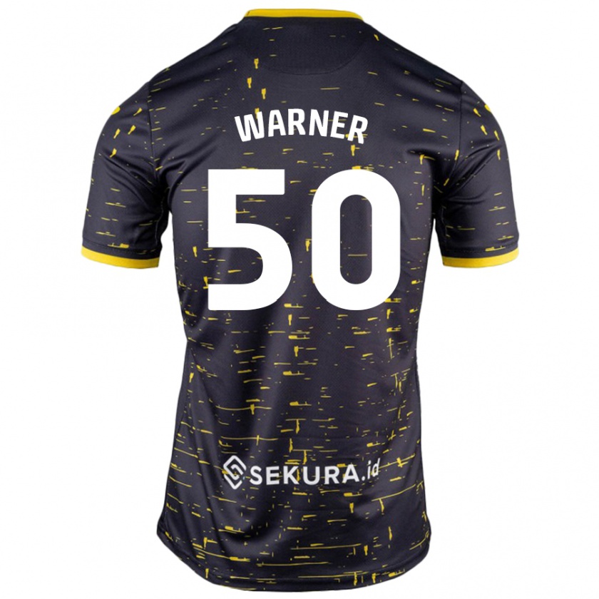 Kandiny Niño Camiseta Jaden Warner #50 Negro Amarillo 2ª Equipación 2024/25 La Camisa Chile