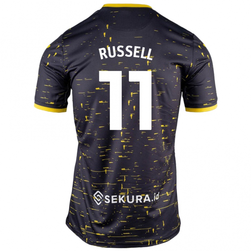 Kandiny Niño Camiseta Rebecca Russell #11 Negro Amarillo 2ª Equipación 2024/25 La Camisa Chile