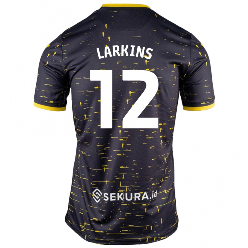 Kandiny Niño Camiseta Anna Larkins #12 Negro Amarillo 2ª Equipación 2024/25 La Camisa Chile