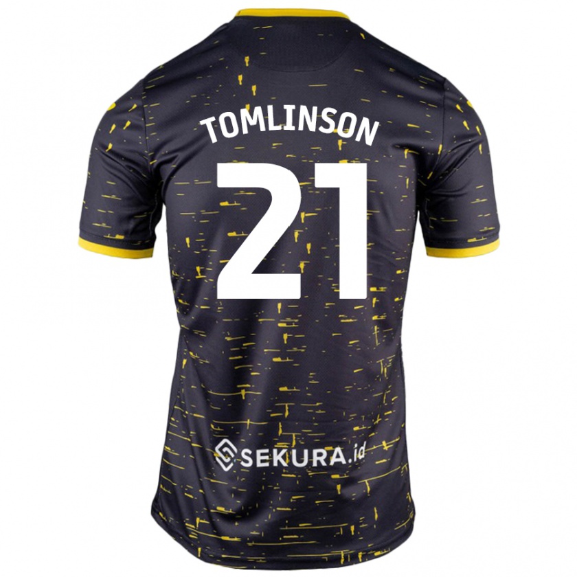 Kandiny Niño Camiseta Lauren Tomlinson #21 Negro Amarillo 2ª Equipación 2024/25 La Camisa Chile